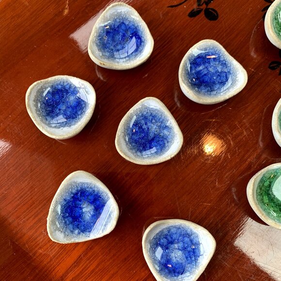 RARE Vtg Natural Stone Ceramic Mini Chopstick Rest Holder Set 12pcs Handmade - Picture 2 of 10